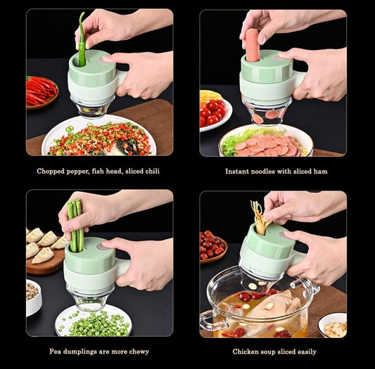 4 in 1 Portable Electric Vegetable Cutter Set
